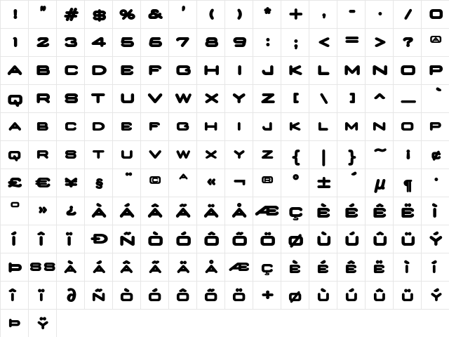 Nedian ExtraBold  glyph index