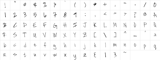PC Scrawled Delight Regular  glyph index