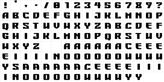 DOJO KICK Regular  glyph index