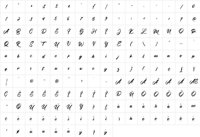 Manthesy Regular  glyph index