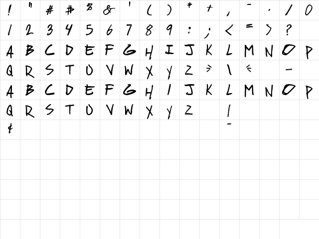 geekriot Bold  glyph index