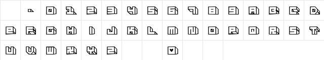 Blocky Smocky Regular  glyph index
