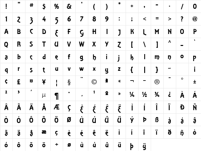 Equinox ICG Alt  glyph index