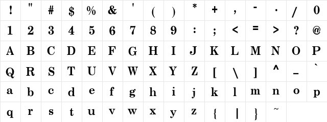 Roosevelt  5 Regular  glyph index