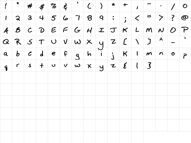 LD Fine Print 5 Regular  glyph index