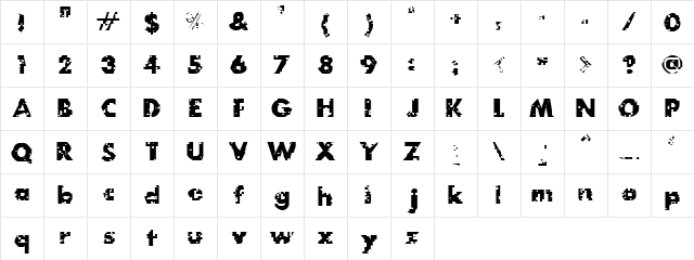 MyDogSpotGrid Bold  glyph index