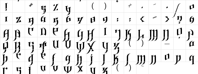 Gothic_Love_Letters Regular  glyph index