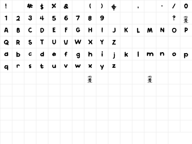 Bastardo Regular  glyph index