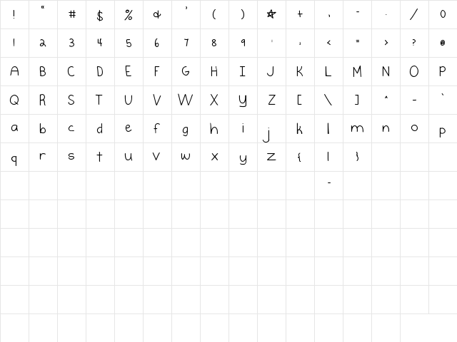 Burst My Bubble Regular  glyph index