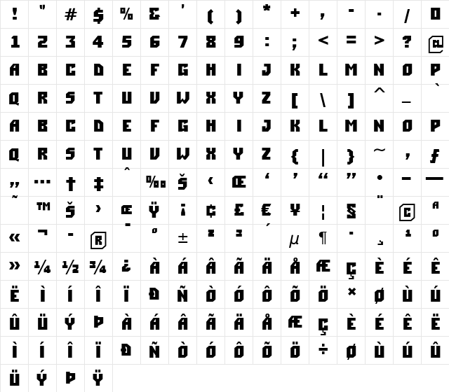 a_Simpler Bold  glyph index