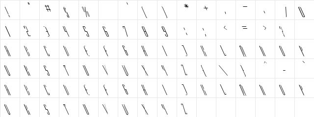 Madrid Lefty Regular  glyph index