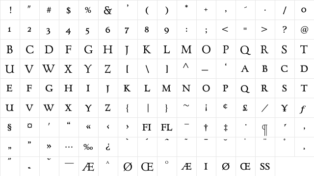 ForumTitlingBoldOldStyleFigs Regular  glyph index