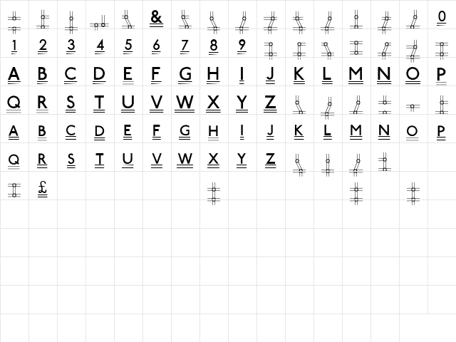 Tube Station-Plus. Regular  glyph index
