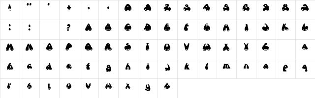 DROOPY Regular  glyph index