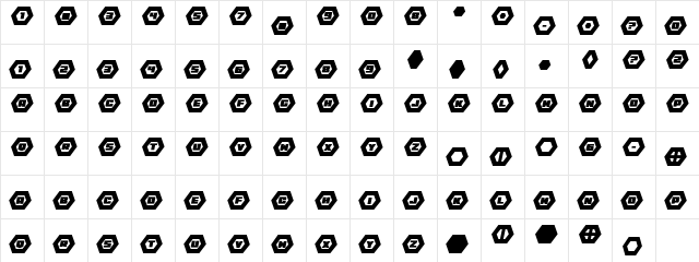 HeXkEy Expanded Italic Regular  glyph index
