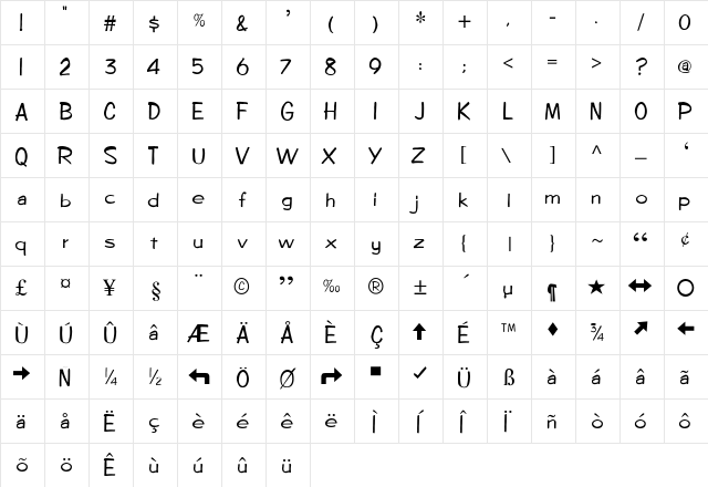 Diego1-Light Regular  glyph index