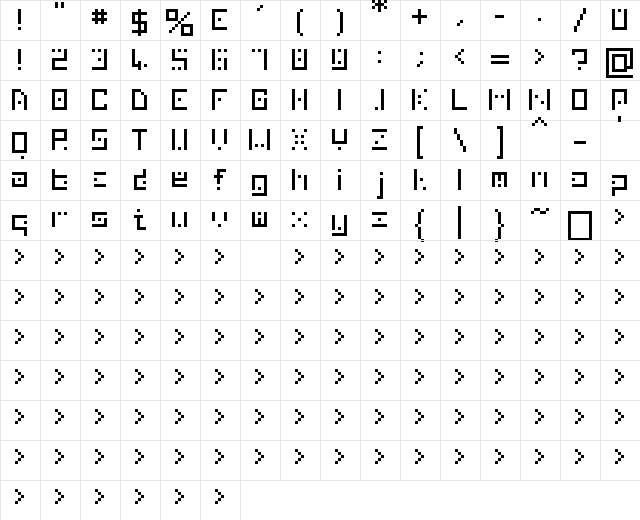00Cryptix Regular  glyph index