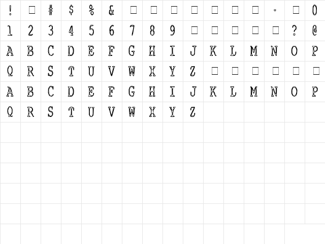 Poison Ivy Regular  glyph index