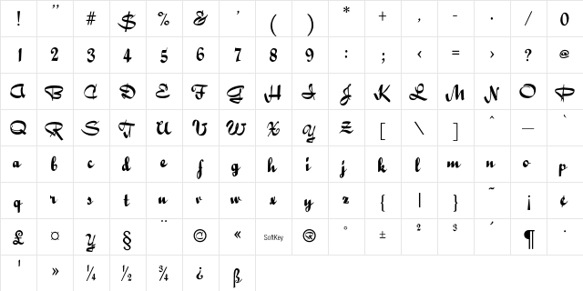 Bailey Regular  glyph index