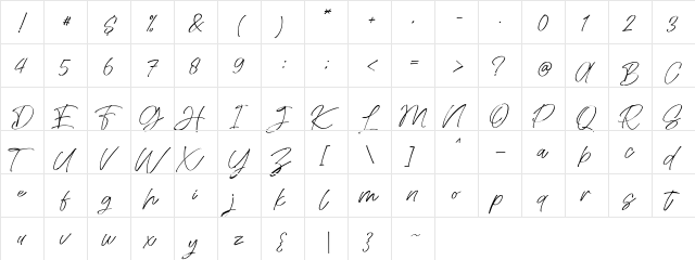 Seasony Regular  glyph index