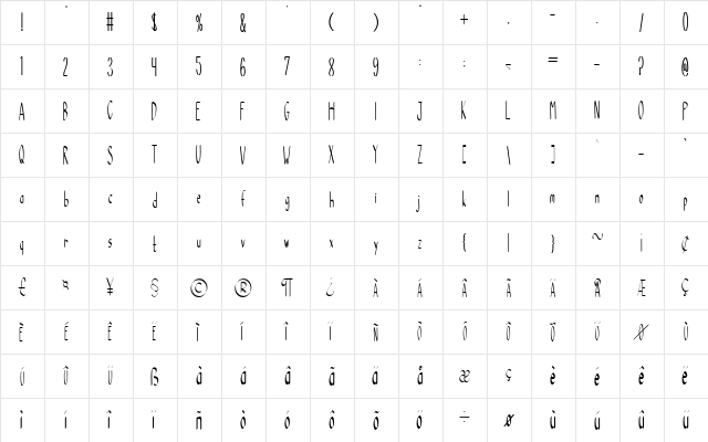 Be Natural Regular  glyph index