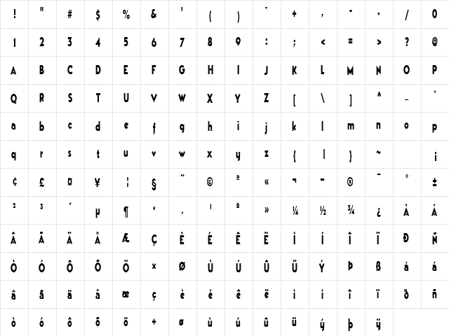 Best Regular  glyph index