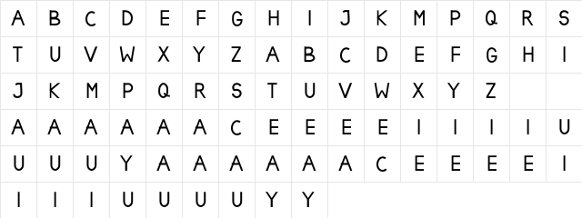 NENDI Regular  glyph index
