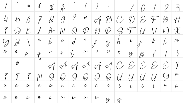 Findream Regular  glyph index
