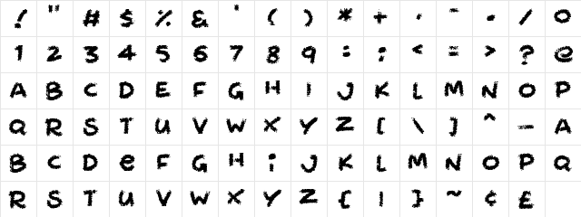 Chalkabout Regular  glyph index