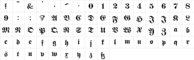 Proclamate Incised Heavy  glyph index