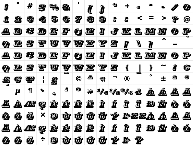 Decorated 035 Regular  glyph index