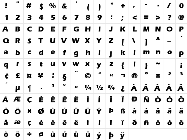 ErlangenBlackDB Normal  glyph index