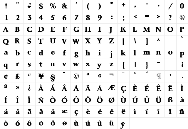 ft8b Bold  glyph index