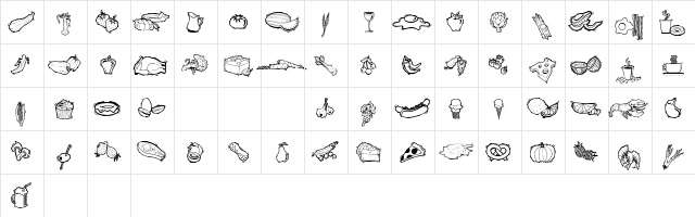 FoodFancyPics Regular  glyph index