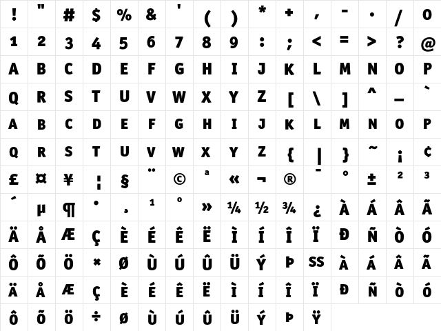 OfficinaSanITC BlackSC  glyph index