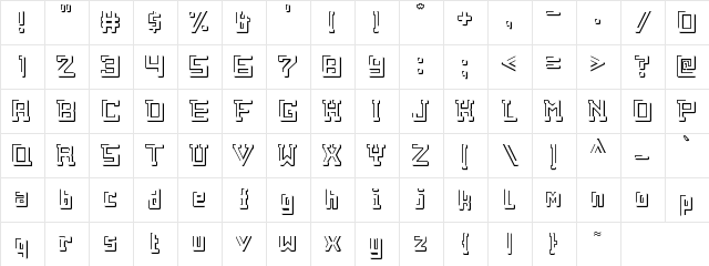 white space Regular  glyph index