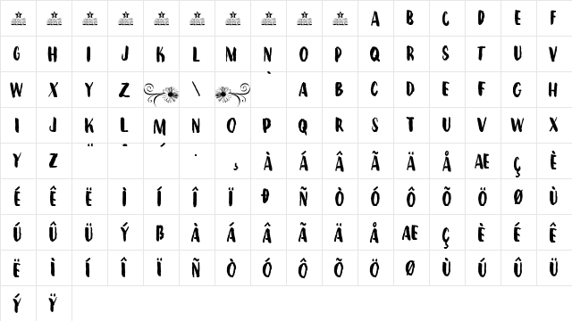 Daisy Days Personal Use Regular  glyph index