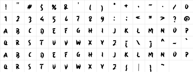 a Asian Ninja Regular  glyph index