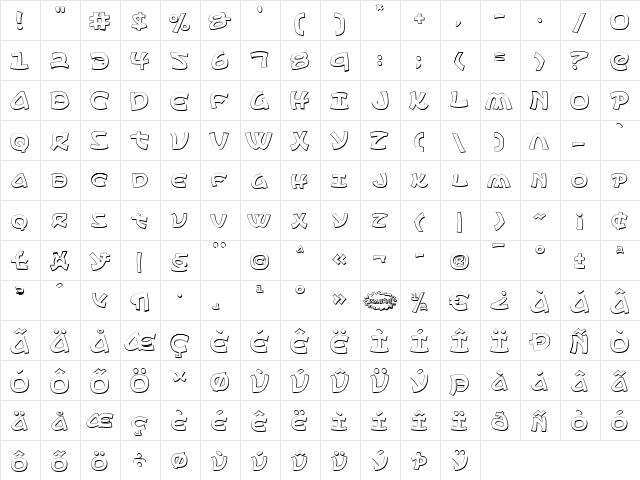 Ephesian 3D 3D  glyph index