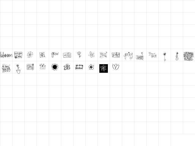 2peas spring Regular  glyph index