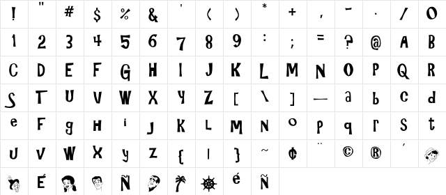 Gilligan Regular  glyph index