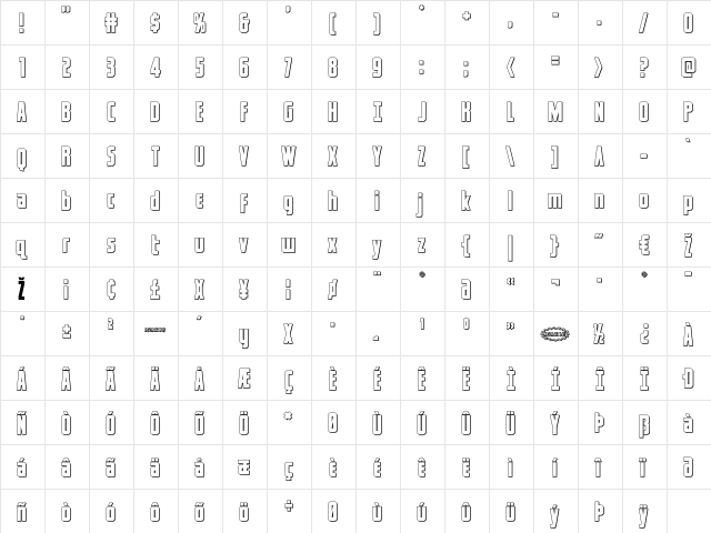 Captain Canaveral Outline Outline  glyph index