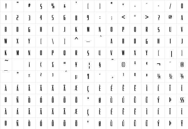 Serpentine Becker Compress Regular  glyph index