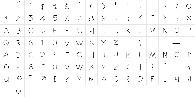 Toonz Regular  glyph index