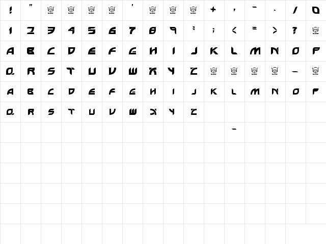 qx_01 Regular  glyph index