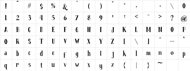 Fontastique Regular  glyph index