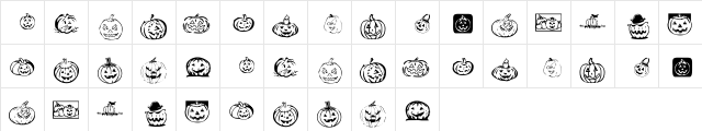 KR Pick A Pumpkin Regular  glyph index