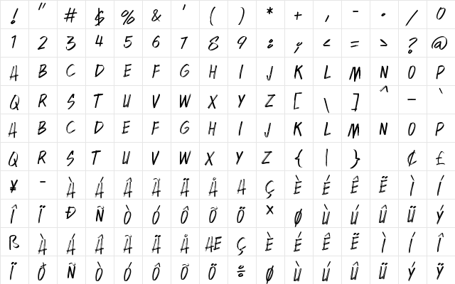 BLACK AREA Regular  glyph index