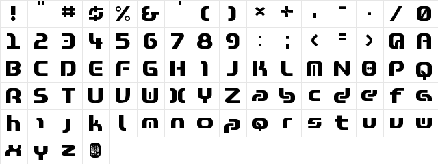Zone99 Regular  glyph index
