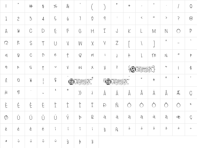 Lingonberry Marmalade Demo Regular  glyph index